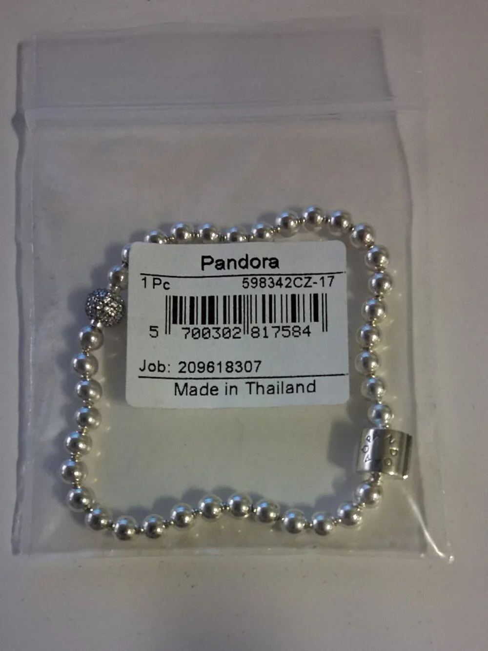 Pandora Beaded Sterling Silver Bracelet with Clear Cubic Zirconia - Picture 2 of 6